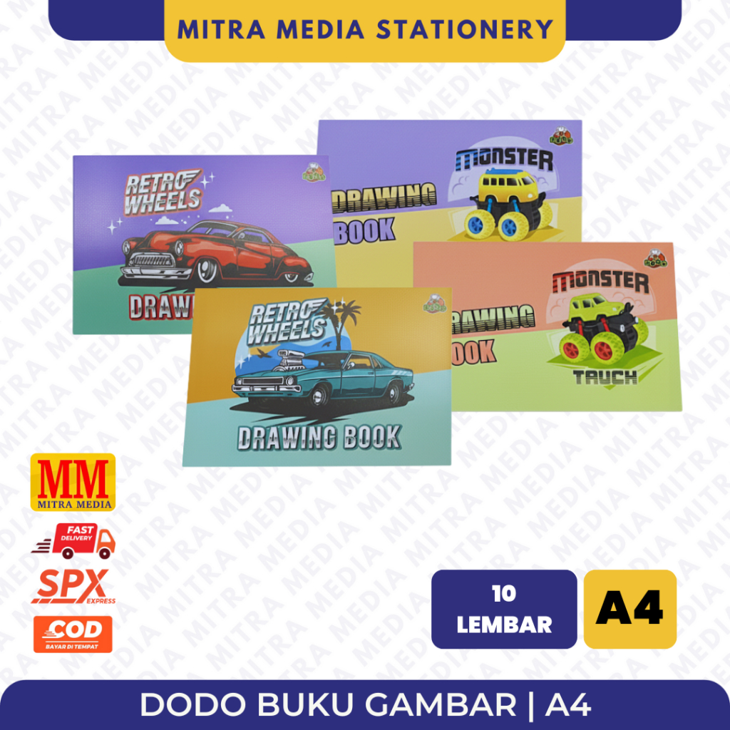 A4 DODO DRAWING BOOK / หนังสือแบบวาด / CARS CHARACTER