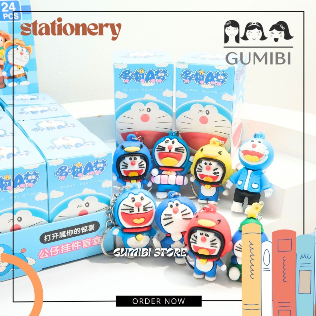 GANTUNGAN BLIND BOX MYSTERY KEYCHAIN DORAEMON MYSTERY DORAEMON พวงกุญแจน่ารัก MOTIF พวงกุญแจยาง