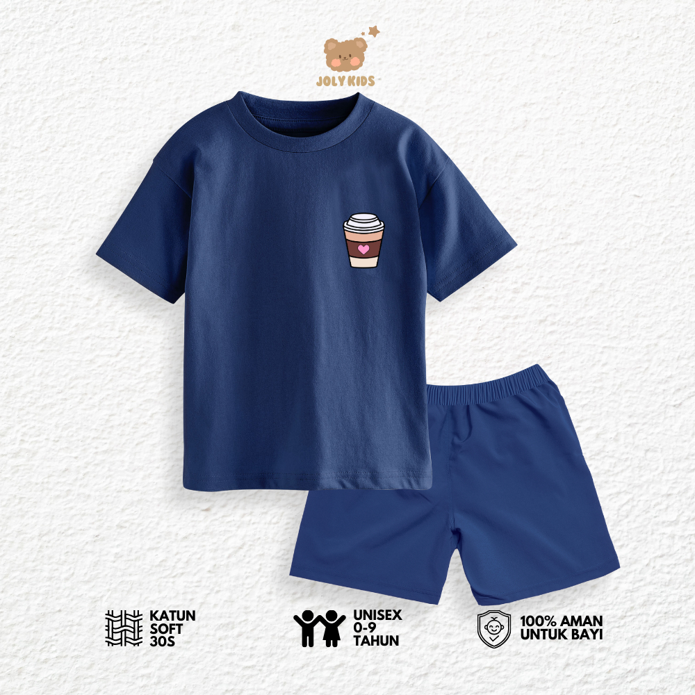 Jolly Kids Clothes Set COFFEE LOGO T-Shirt Set สําหรับเด็กชายและเด็กหญิง อายุ 1-9 ปี