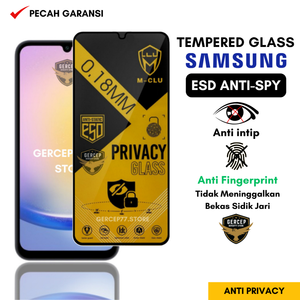 กระจกนิรภัย ESD Anti Spy 0.18 มม. Samsung A25 4G A25 5G A24 A24 4G A23 4G A23 5G A22 4G A22 5G A21 A