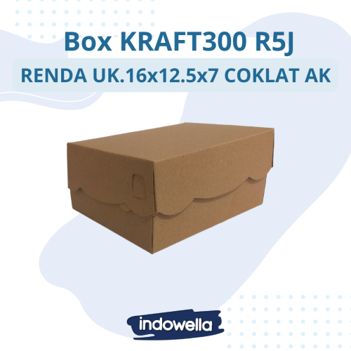 Kraft300 R5j ขนมลูกไม้/กล่องเค้ก ขนาด 16x12.5x7 สีน้ําตาล AK