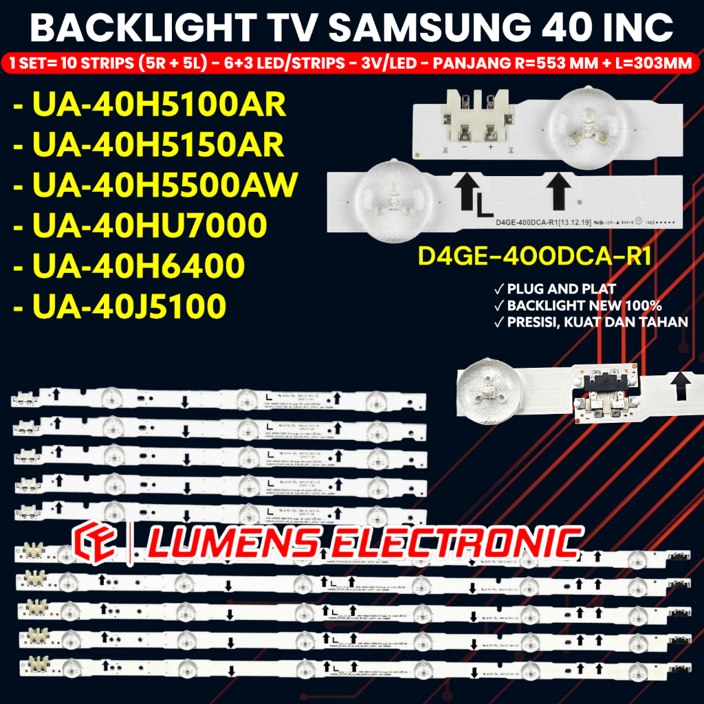 SAMSUNG 40 INCH TV BACKLIGHT UA40H5100 UA40H5150 UA40H5500 UA40H6400 UA40HU7000 UA40J5100 BL 9K 40H