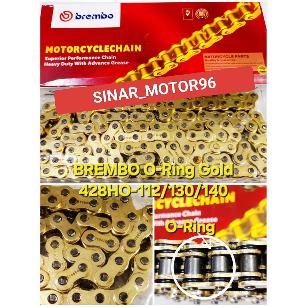 CHAIN GOLD 428 HO - 112 130 140 PLUS ORING 415H - 130 BREMBO คุณภาพสูง