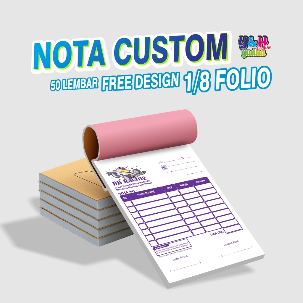Custom Note 1/8 Y&H Yudha graffiti16 Book 8.5 x 11 ซม. HVS และ NCR Carbon Stationery