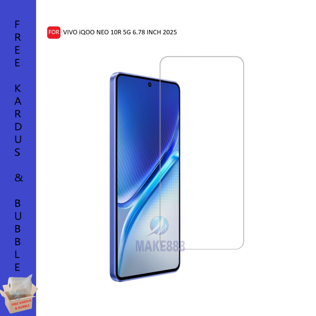 กระจกนิรภัยสําหรับ VIVO iQOO 10R 5G กระจกใสป้องกันรอยขีดข่วน + ฟรีกระดาษแข็งและฟอง