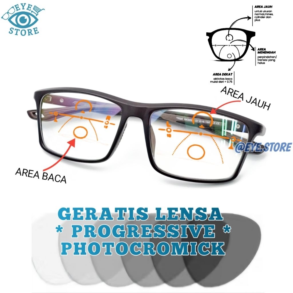 PROGRESSIVE PHOTOCHROMIC FREAM SPORTY GLASSES PACKAGE 8096 PROGRESSIVE PHOTOCHROMIC LENS FAR สําหรับ