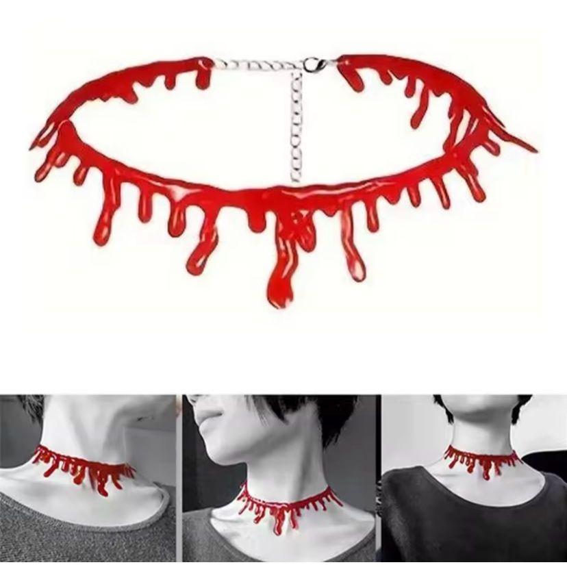 RCS - NEW สร้อยคอโชคเกอร์ฮาโลวีนเลือดปลอม สร้อยคอฮาโลวีนเลือดปลอม