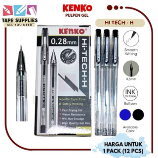 (12 pcs) Pulpen Gel Kenko Hi-Tech - Ujung Jarum 0.28mm