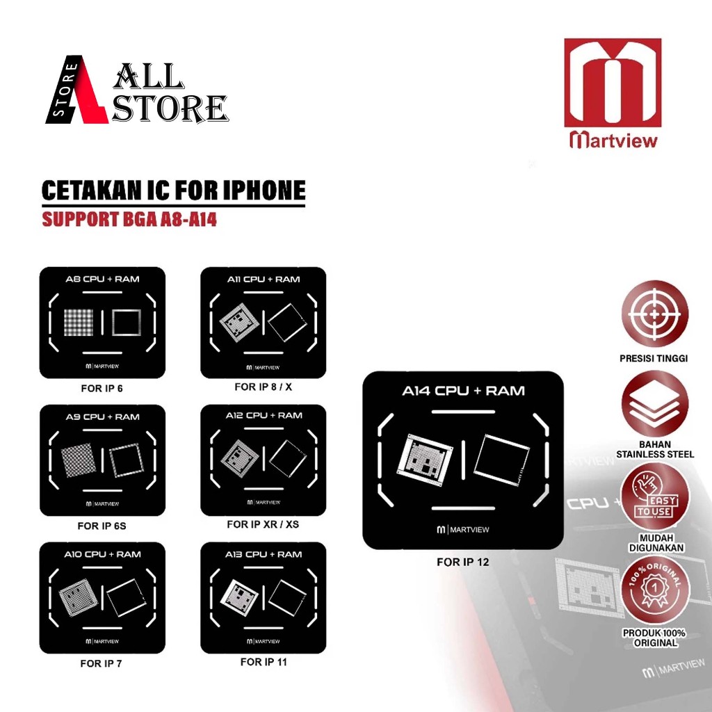 MARTVIEW MOLD IC CPU IPHONE 6 6S 7 8 X XR XS 11 12 - MOLD MARTVIEW BGA A8 A9 A10 A11 A12 A13 A14 - R