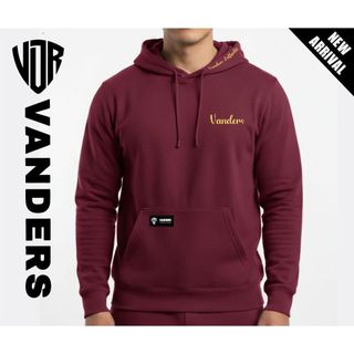 Hoodie Vanders Maroon Vintage Sablon Motif Simple Terbaru Original Bahan Katun Fleece Gramasi 280