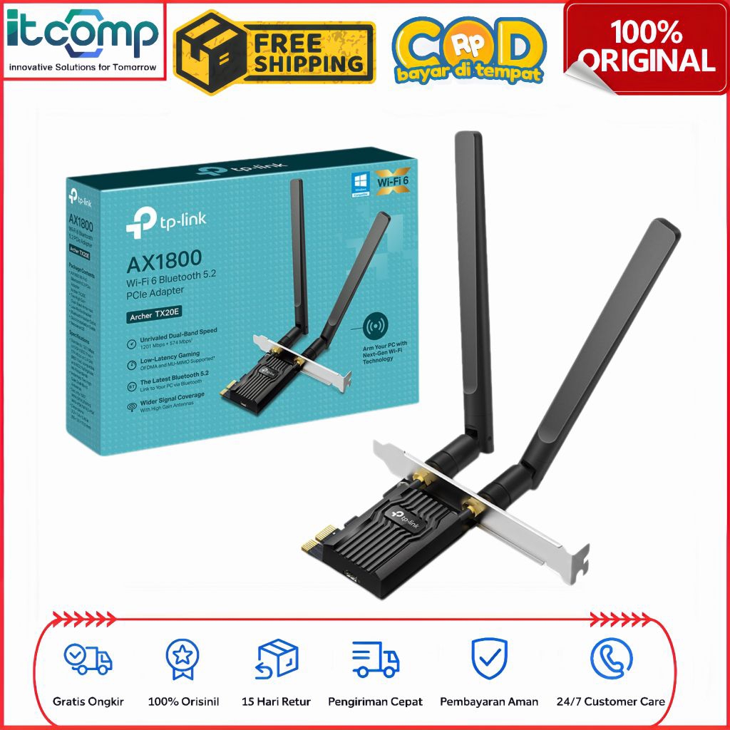 TP-Link Archer TX20E AX1800 Wi-Fi 6 Bluetooth 5.2 PCIe อะแดปเตอร์ Dual Band กําไรสูง