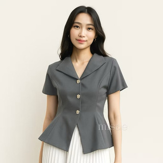 Karla Top / Atasan Wanita Semiwoll Premium / Blouse Korean Style Lengan Panjang Dan Pendek Terbaru