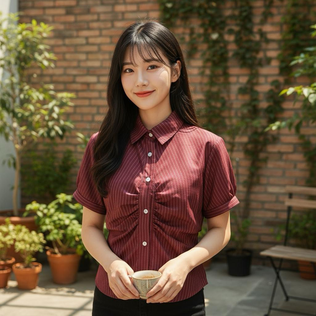 KEMEJA GIRLFASHIONSTORY ORIGINAL LOVITA SLIMFIT SHORT-SLEEVED SHIRT