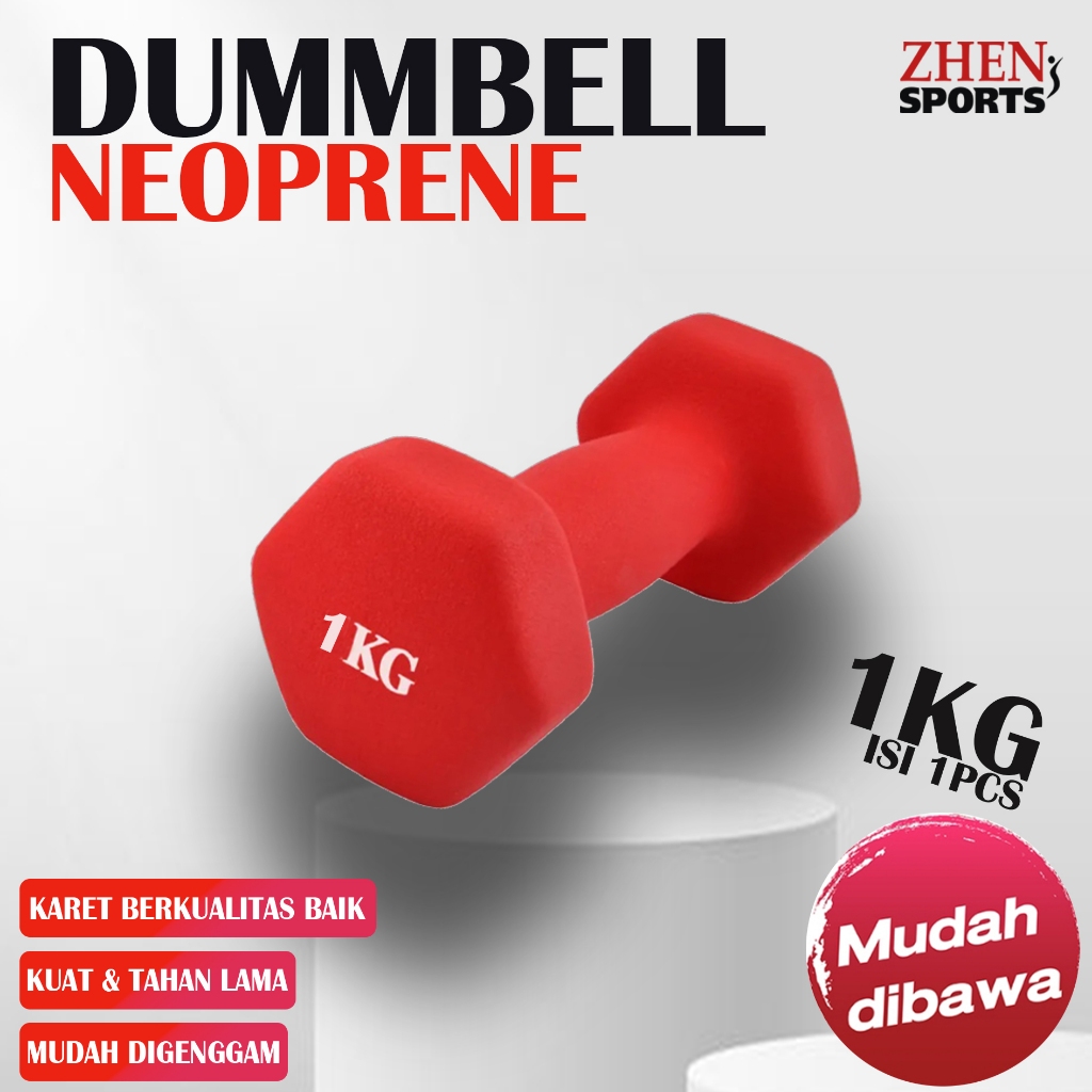ZHEN SPORT DUMBBELL CAST IRON / NEOPRENE BARBEL 1KG - 1PCS DUMBELL RUBBERIEZ FITNESS อุปกรณ์ EQUIP