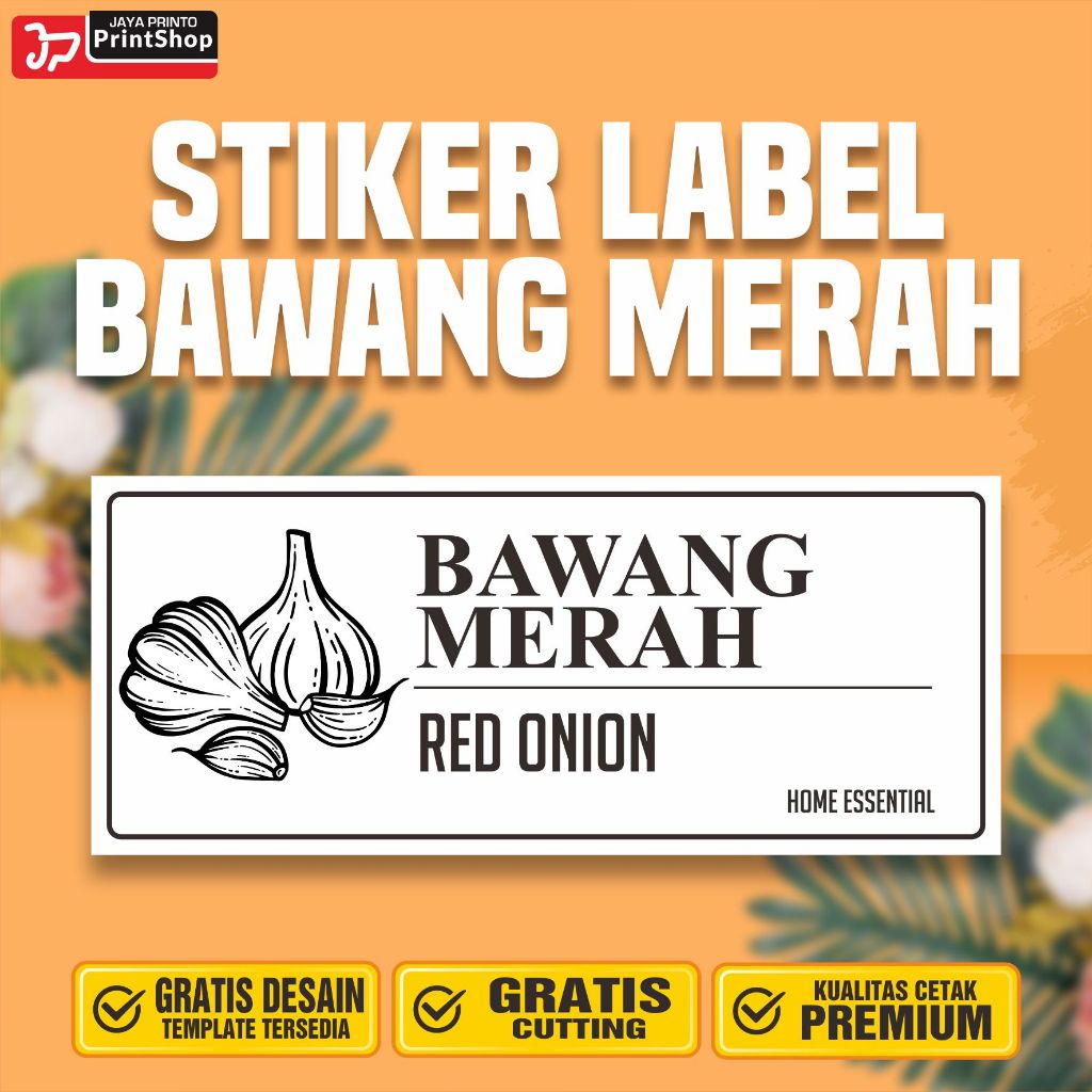 MERAH Ready Waterproof Red Onion Kitchen Spice Label Stickers_STICKER