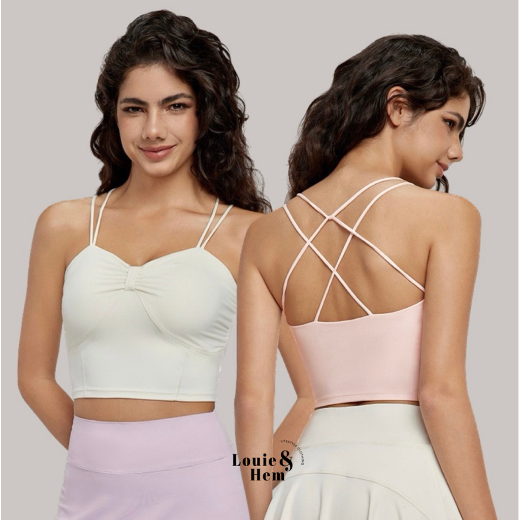 Colette กีฬา Bra ฤดูร้อนแขนกุด Basic Top V คอ Crop Tanktop พร้อม Padding ถ้วย Bra BH Racer Tank ผู้ห