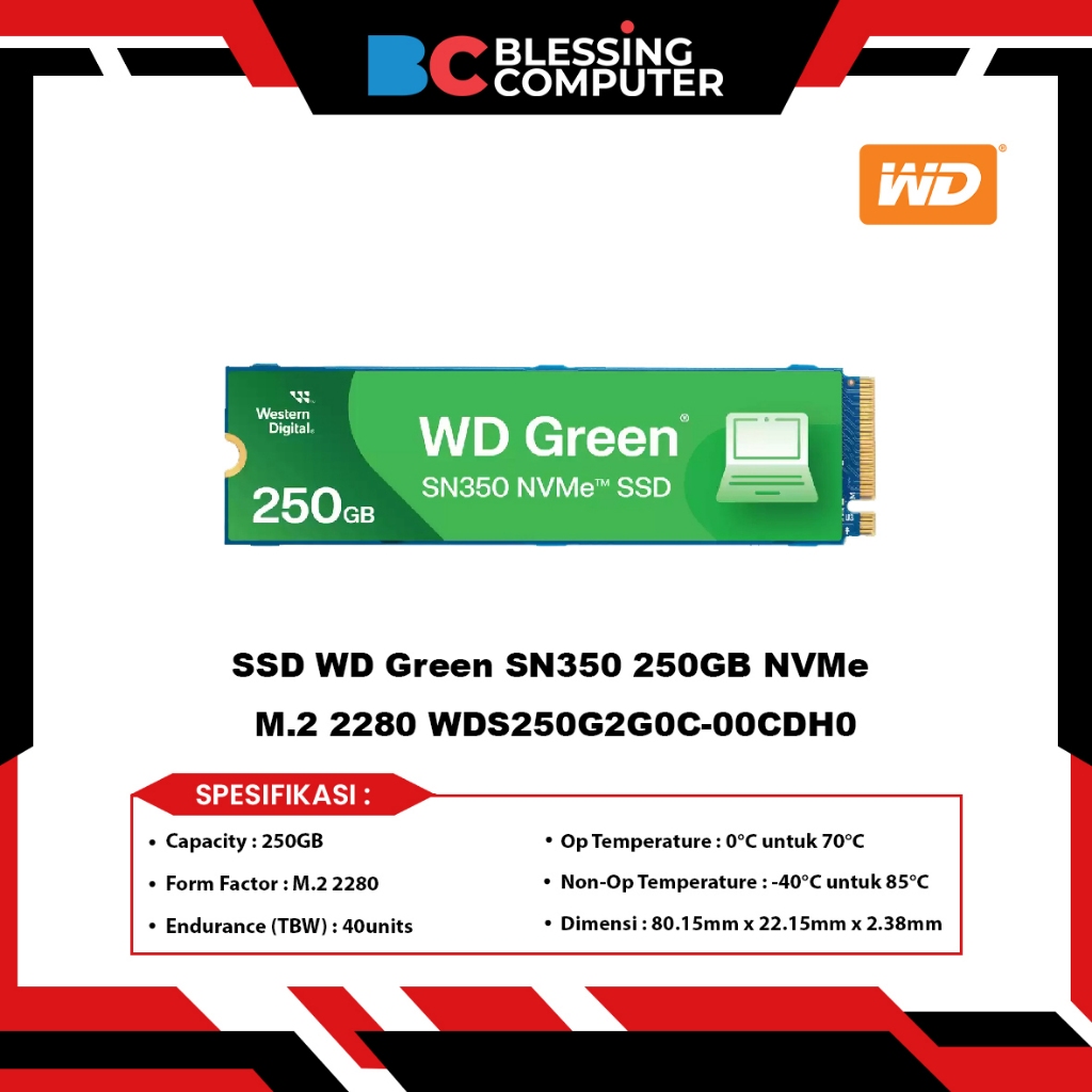 SSD WD Green SN350 250GB NVMe M.2 2280 WDS250G2G0C-00CDH0