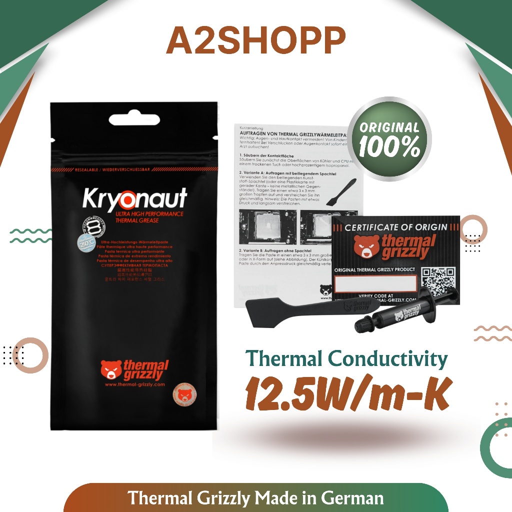 Thermal Grizzly Kyronaut 1 Gram Thermal Paste - Original Germany Thermal Cooling Paste