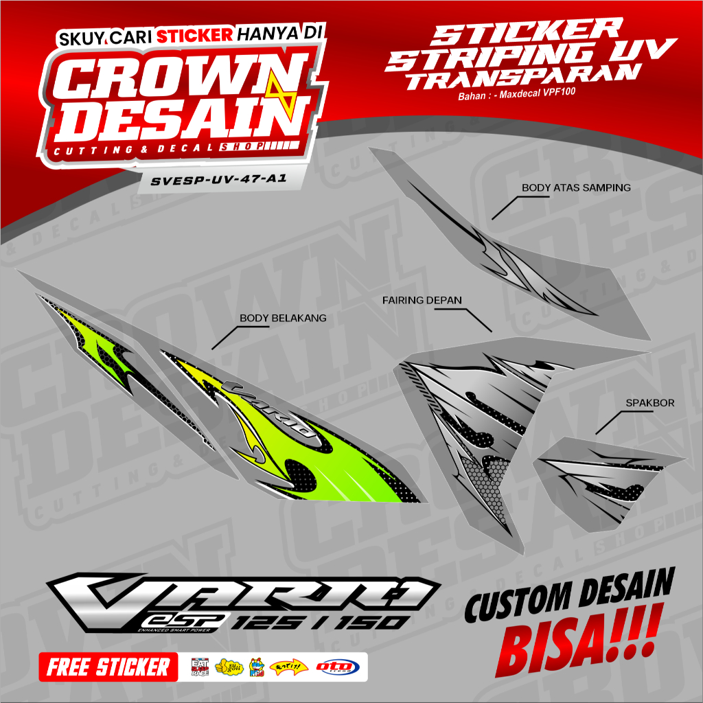 Vario ESP 125 150 สติกเกอร์แถบ UV โปร่งใส / Vario Old 125 150 Striping สติกเกอร์ 2015-SVESP-UV