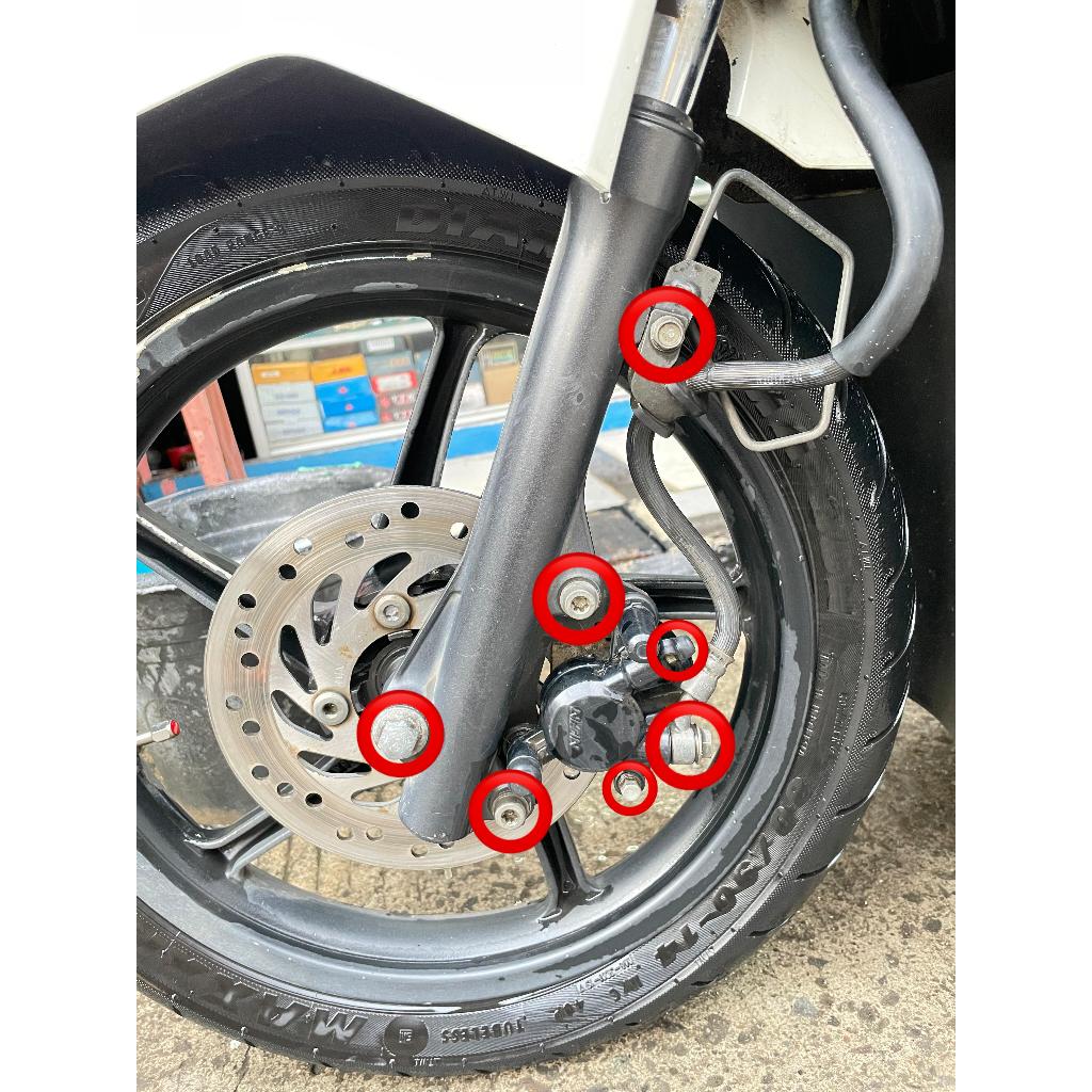 BRACKET BLAKE + BANJO + NEPEL + TOJOSAN + FRONT CALIPER ASSEMBLY (7 BOLT) BEAT SCOOPY CARBON FI ESP 