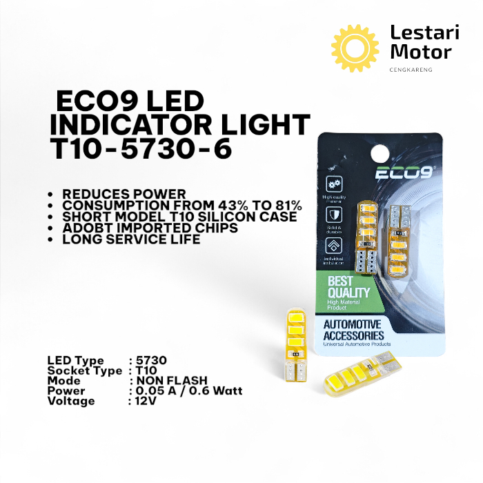 ECO 9 LED T10 CRYSTAL 6 ไฟ LED TWILIGHT 2 ชิ้น LUXIMOS NINE