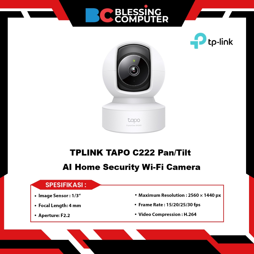 TPLINK TAPO C222 Pan/Tilt AI Home Security Wi-Fi Camera