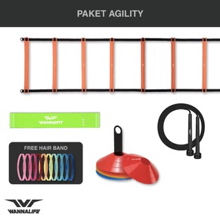 WANNALIFE Paket Agility | Speed Ladder Cone Mangkok Skipping Resistance Band | Alat Latihan Olahraga