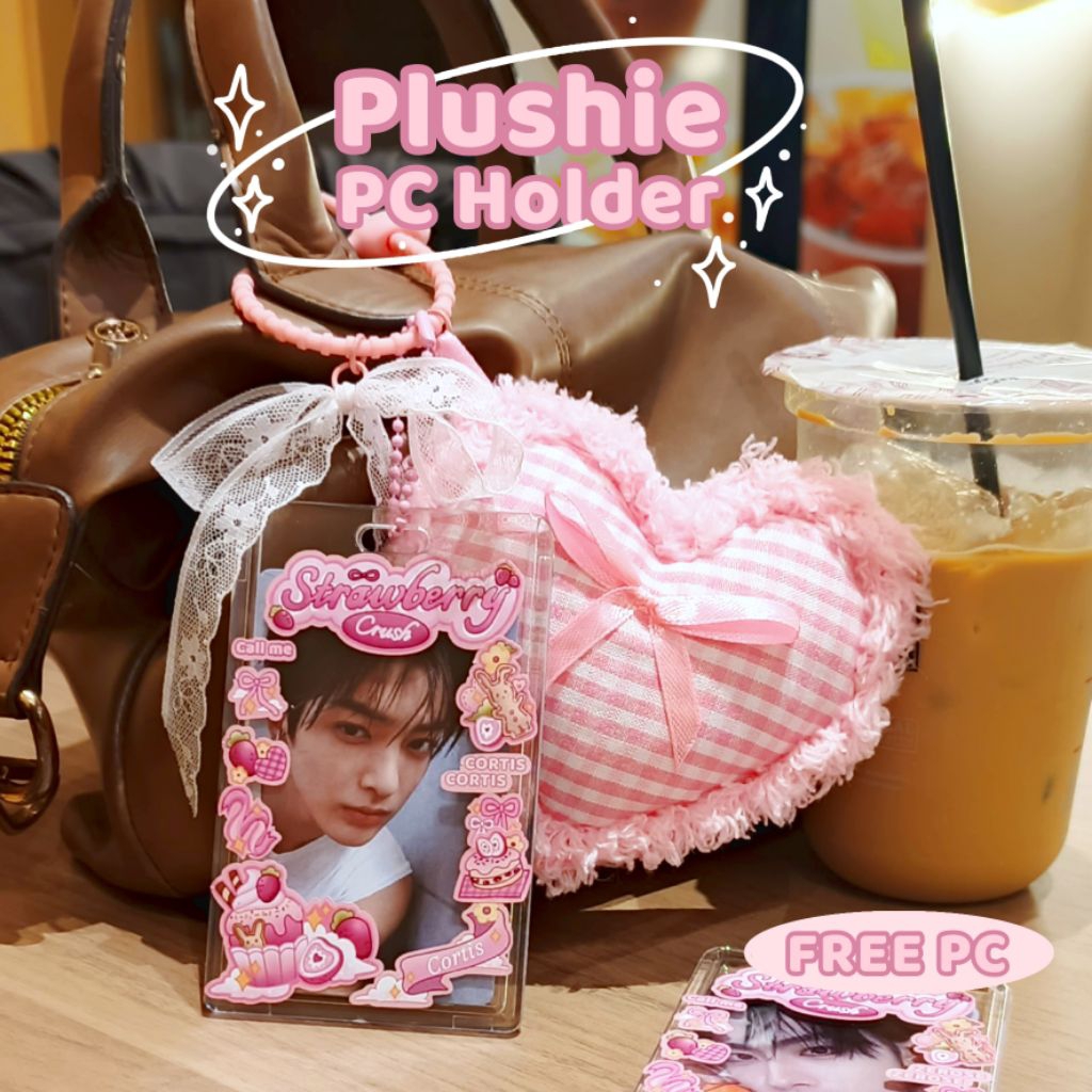 GANTUNGAN CORTIS PHOTO CARD HOLDER/ STRAWBERRY PC HOLDER PLUSH CORTIS DOLL/PC HOLDER CORTIS/BAG