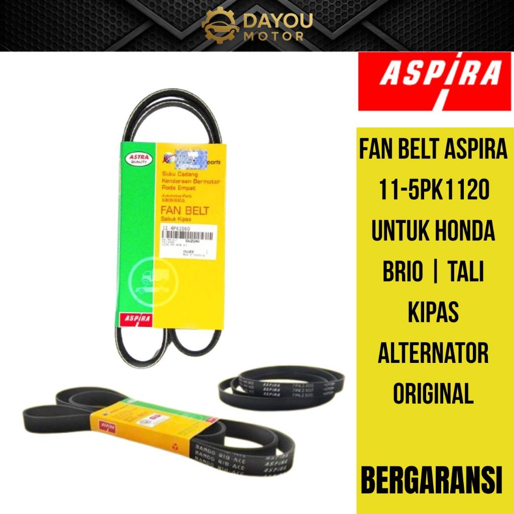 สายพานพัดลม ASPIRA 11-5PK1120 สําหรับ Honda Brio | สายพานพัดลมไดชาร์จเดิม