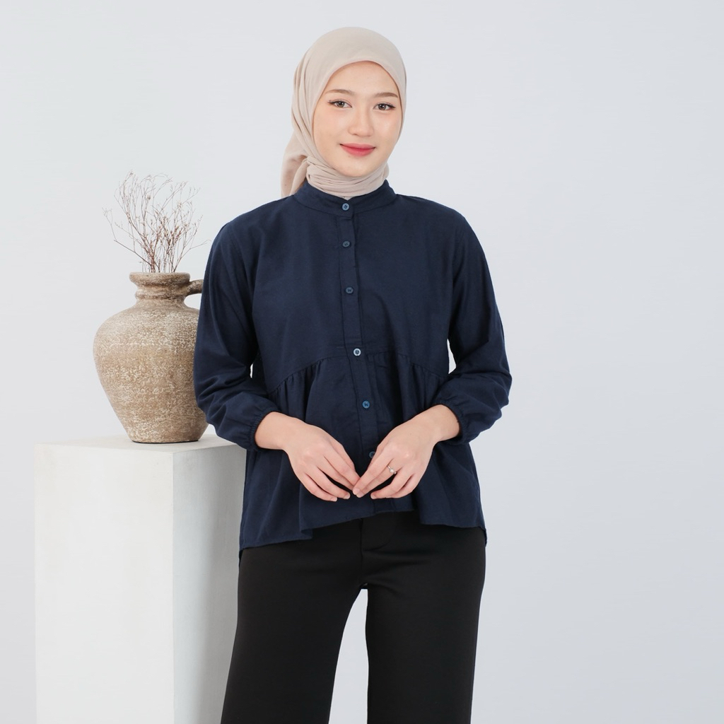 KATUN Kyren Blouse ผ้าฝ้ายลินิน Ruffle Semi Crop by Syeema Id