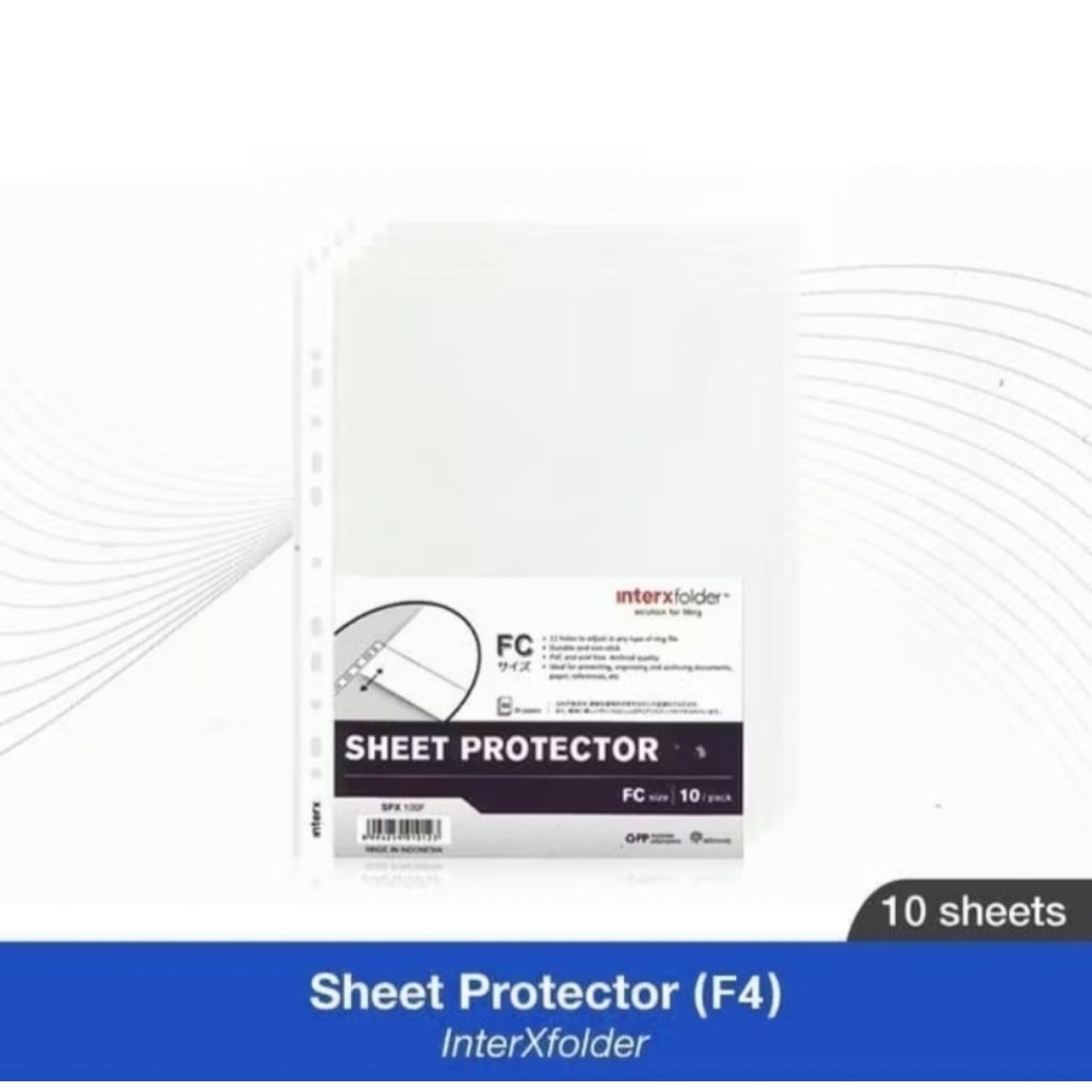 [10 ชิ้น] Inter-X Folder Sheet Protector Clear / PP Pocket Folio (F4)