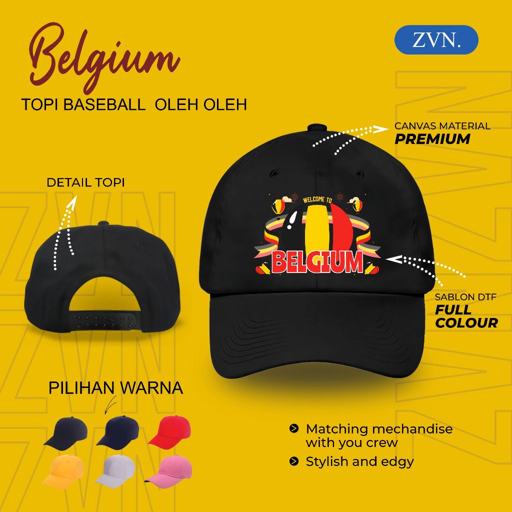 หมวกเบสบอลของที่ระลึกโดยพรีเมี่ยม BELGIUM BELGIUM - ZVN