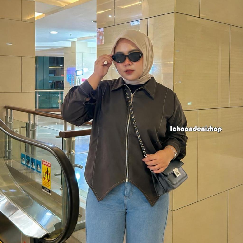 ICH - เสื้อแจ็คเก็ตเสื้อครอปมีซิป Casey Bigsize Style Women Jumbo