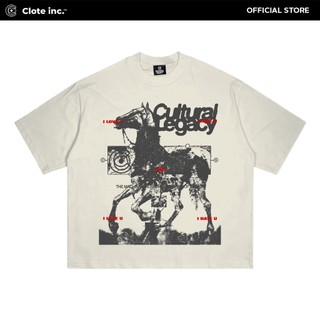Clote Inc Boxy Crop Fit Oversized Cotton 20s I Luv U I H4te U Cream