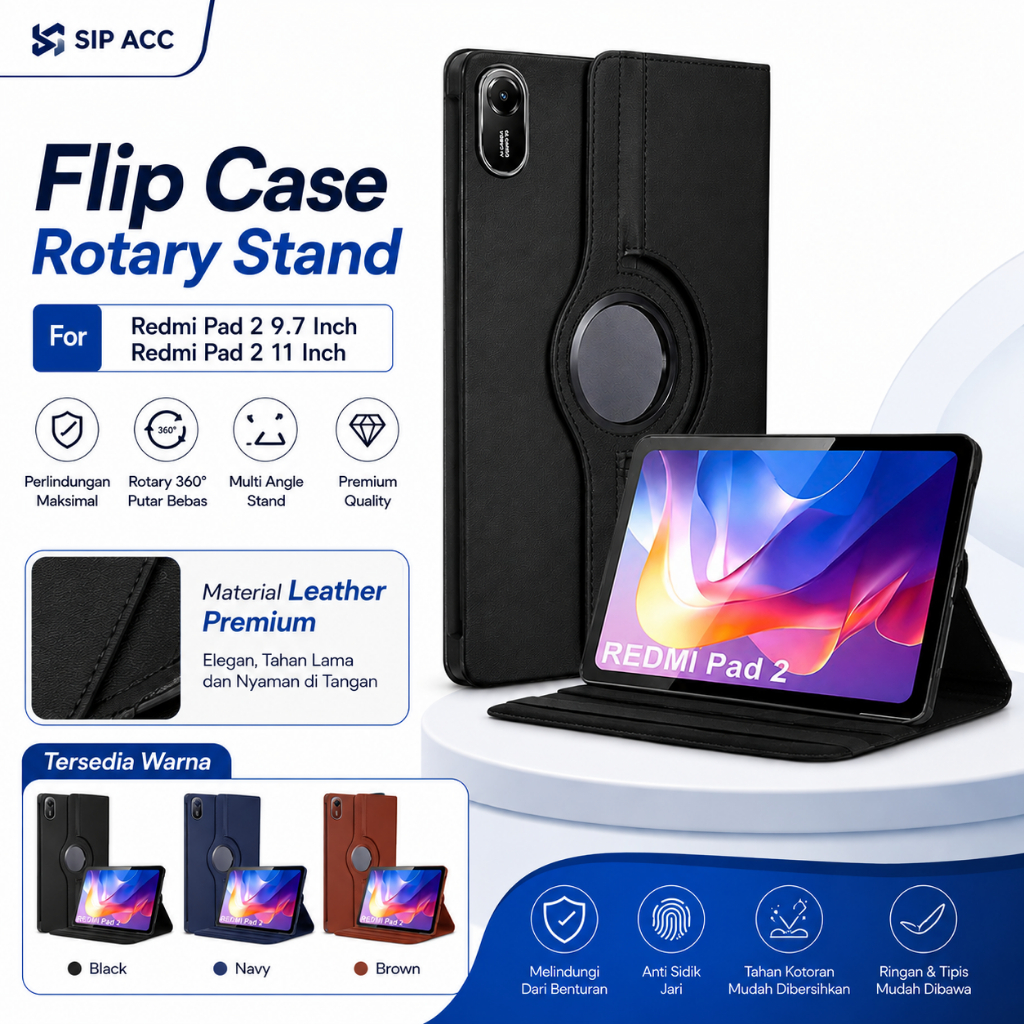 เคส Redmi Pad 2 9.7 นิ้ว / Redmi Pad 2 11 นิ้วฝาครอบ Redmi Pad 2 เคสโรตารีหนังแท็บเล็ตขาตั้ง