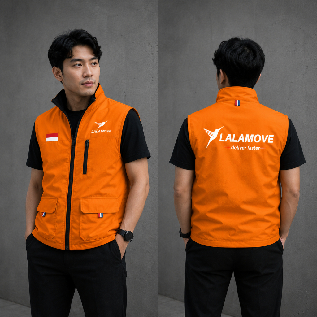 เสื้อกั๊กกลางแจ้ง LALAMOVE!!! Lalamove Driver Motorcycle Vest, Lalamove Zipper Hiking Vest