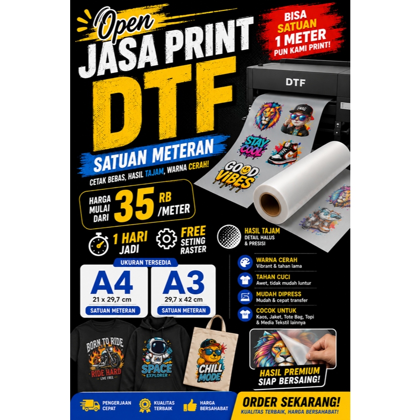 เปิดการพิมพ์ DTF แบบกําหนดเองโดยมิเตอร์