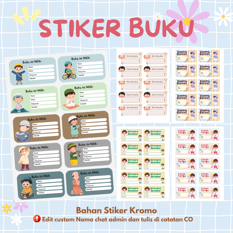 BOOK NAME LABEL STICKERS - BOYS