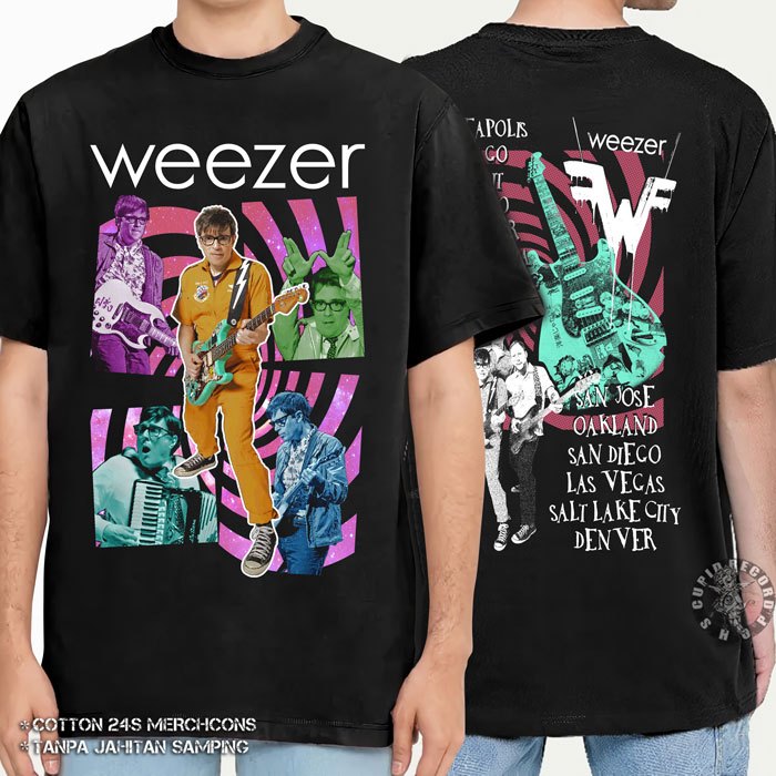 Weezer Band T-shirt Rock Music shirt Alternative Bootleg เสื้อยืด Unisex - Tour
