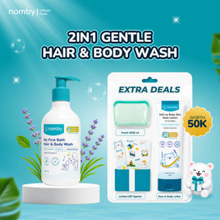 nomby 2IN1 Sabun Mandi & Sampo Anak 200ml - Natural Organik - Perawatan Bayi dan Anak Tanpa SLS/Paraben - Kulit Kering & Sensitif