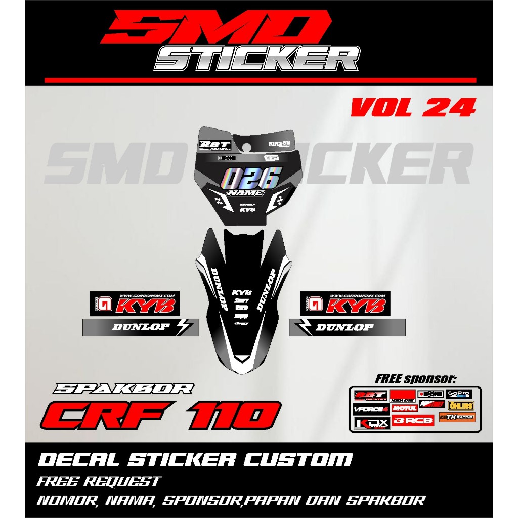 DECAL STICKER NUMBER PLATE KTM SPAKBOR CRF 110 ใหม่ล่าสุด MOST VIRAL STICKER SMD vol 24