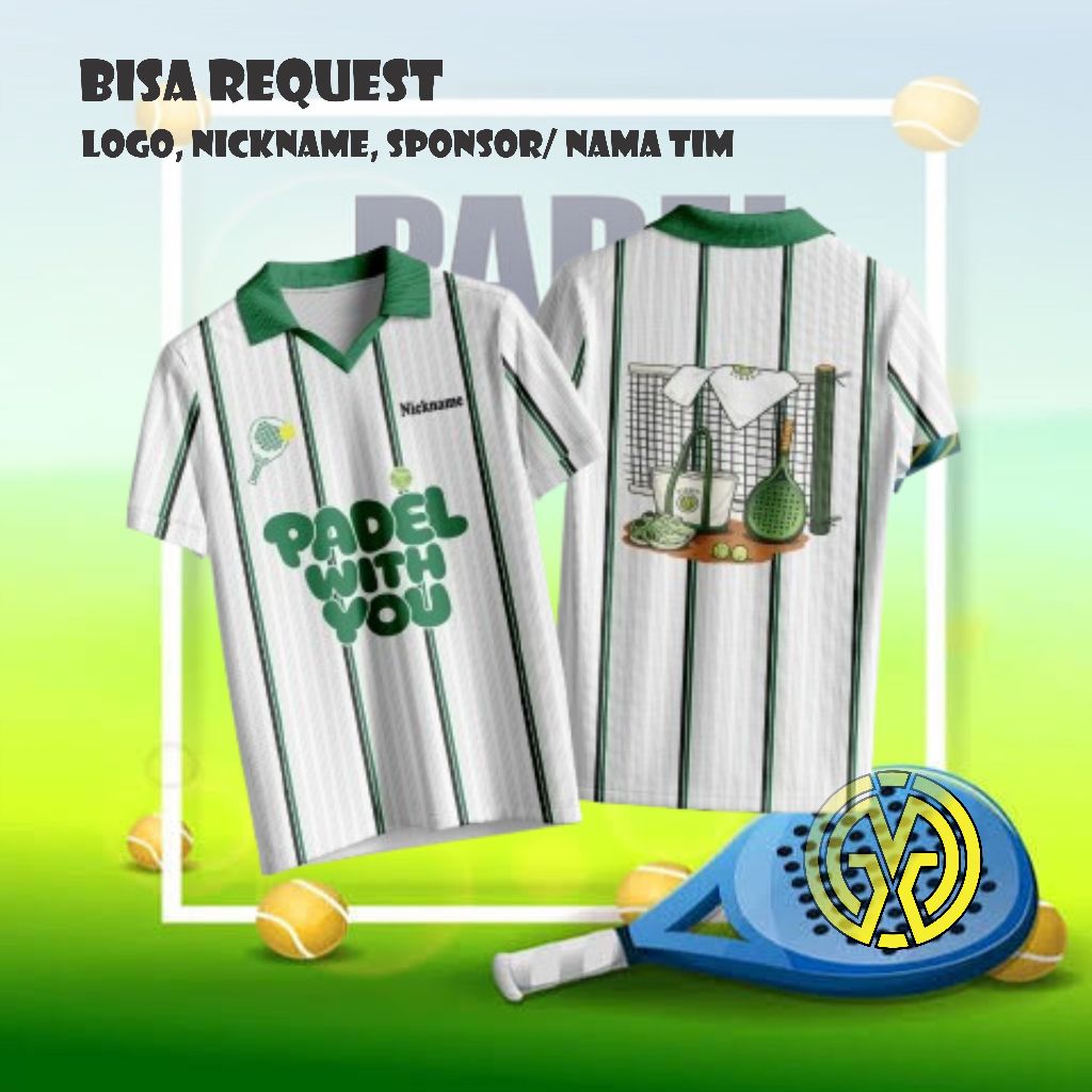 HIJAU Padel Padel With You เสื้อคอปกโปโลสีเขียว | ฟรีโลโก้ชื่อที่กําหนดเองหมายเลข สปอนเซอร์ | Dryfit