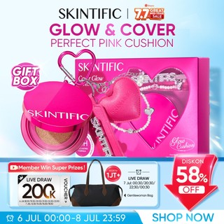 [FREE CHARM NEW]SKINTIFIC - Cover Glow Perfect Pink Cushion & Refill |Radiance Glowing Cocok untuk Kulit Berminyak Berjerawat&Semua Jenis Kulit Antioxidation Dewy Flawless Oil-Control bedak padat Foundation skin tint bb cream makeup powder