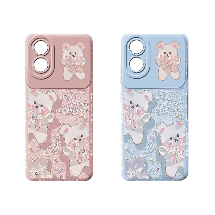 HP OPPO A18 A38 A17 A17K A58 4G/A58 5G A78 4G/A78 5G A79 5G A98 A16K A16E หมีน่ารักร่วมสมัย