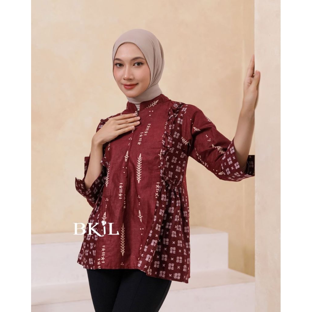 BLUOSE QIYANA BATIK PARTY OFFICE BATIK UNIFORM PREMIUM BATIK TOP
