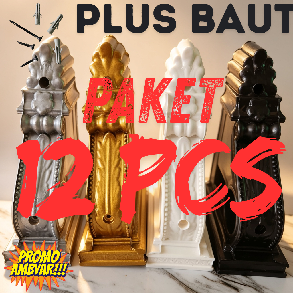 บรรจุุภัณฑ์ 12 ชิ้น BRECKET PLUS SCREW BOLT และ FISCHER EUROPEAN BRACKET MODERN CURTAIN SUPPORT CURT