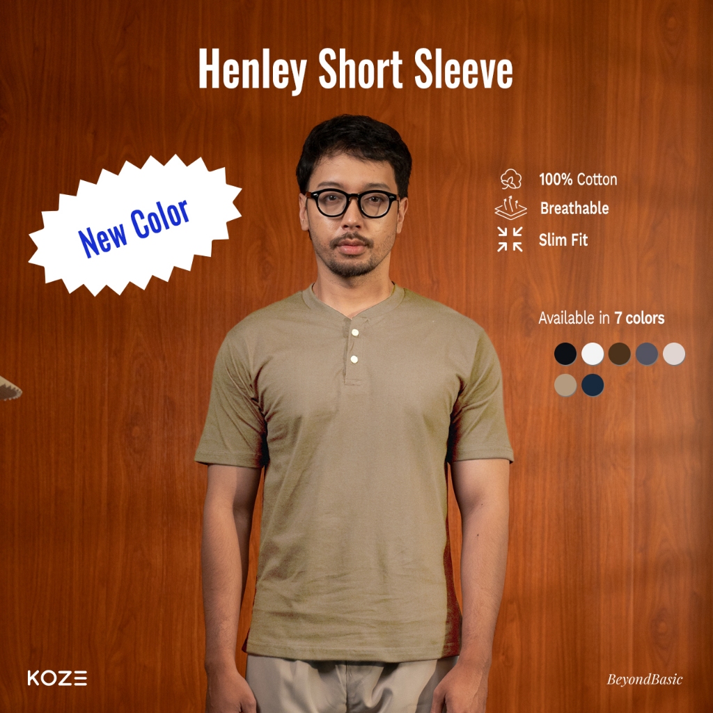KOZE - Henley Short Sleeve Latte - Henley Short Sleeve Latte