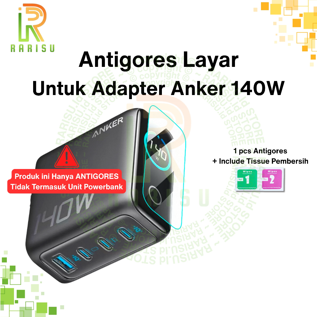 Raisu.id - Hydrogel CLEAR เข้ากันได้กับ Anker Charger Adapter 140W B2697 (ซิลิโคนป้องกันรอยขีดข่วน)