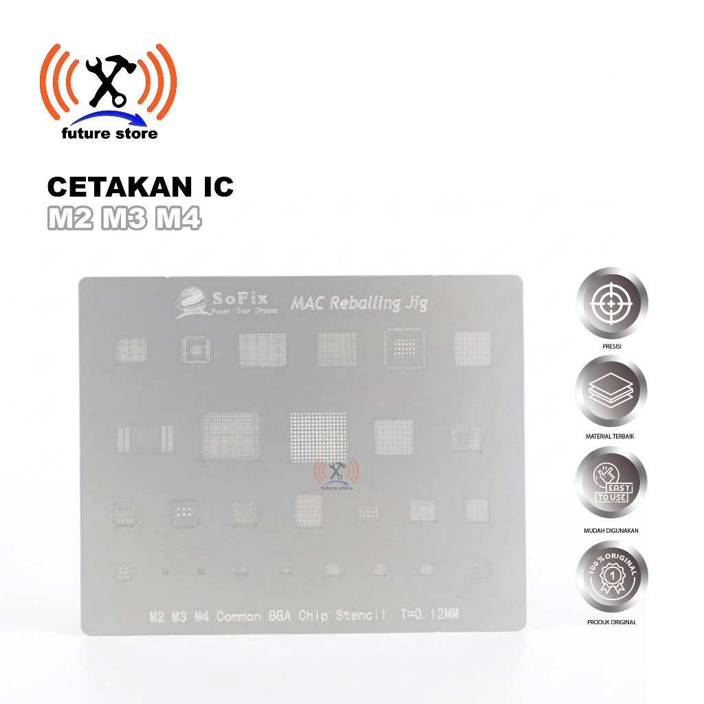IC SOFIX MAC REBALLING JIG M2 M3 M4 COMMON BGA CHIP STENCIL T=0.112MM ORIGINAL - STENCIL REBALLING B