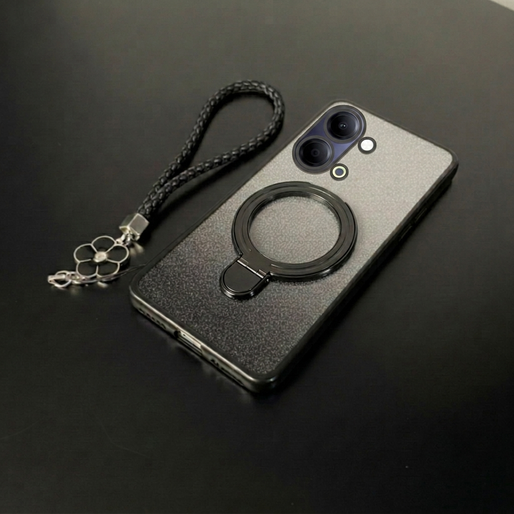 Vivo Y05 / Y11D Luxury Glitter Ring Magsafe Casing ฟรีเชือกเส้นเล็กดอกไม้